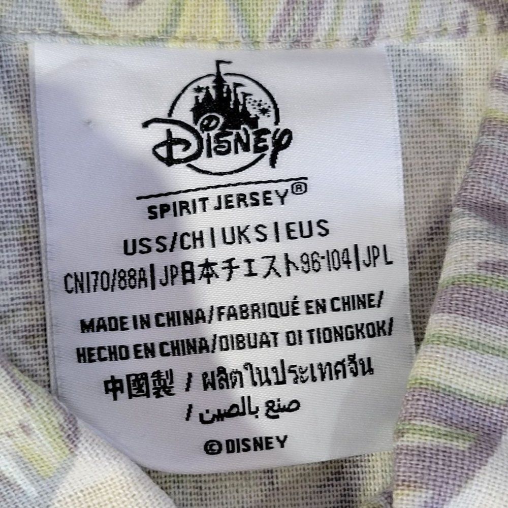 Disneyland Disney Spirit Jersey Men Small Floral Button Front Shirt SpellOut NEW - Picture 10 of 13